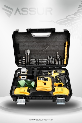 Assur Profesyonel 12v Çift Akülü 12 Köşe 360 Lazer Hizalama & Akülü Vidalama Set-1656