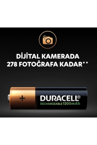 Duracell HR6/DC1500 1300 mAh AA Ni-MH Şarj Edilebilir Kalem Pil 2 x 2'li