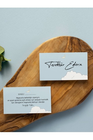 Çift Yön Teşekkür Kartı Thank You Cart Ay Bulut Tebrik Kartı100ad