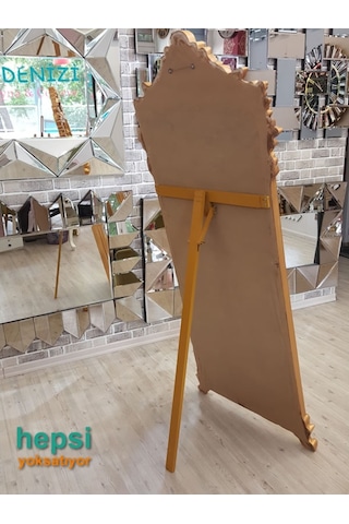 Vintage Madam Model Altın Renk Varaklı Ayaklı Boy Aynası Altın