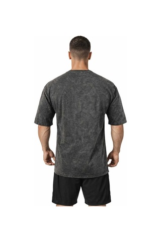 Dark Line Erkek Oversize Yıkama Efektli Basic Tshirt Füme