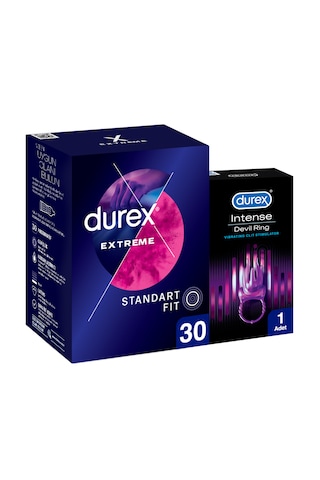 Durex Extreme Ve Tırtıklı Prezervatif 30'lu + Intense Devil Ring Titreşimli Halka