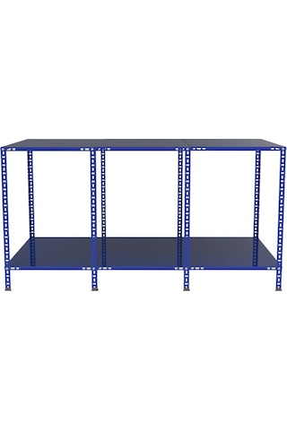2 Katlı Renkli Paketleme Masası - Atölye, Depo, Hobi Çalışma Masası - Mavi Mavi-177x93 Cm-100 Cm Çok Renkli