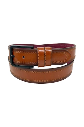 Süzer Deri Taba Suni Deri Çift Dikişli Model 4 cm.lik Spor Kemer - 9023-111-