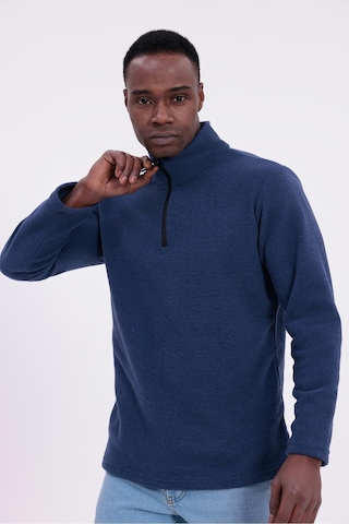 Freemen Erkek Fit Dik Yaka Yarım Fermuarlı Sweatshirt Polar Lacivert