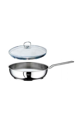 Oms Çelik Tava 26x6 Cm Cam Kapaklı