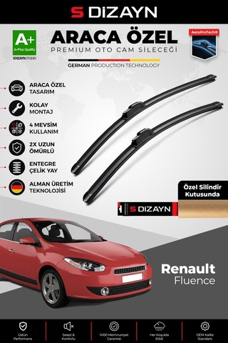 S-dizayn Renault Fluence Ön Cam Silecek Seti 2010-2016 Premium Araca Özel 60-40 Cm A+ Kalite