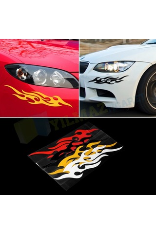 Araba Yan Ayna Motosiklet Alev Oto Sticker Etiket Yapıştırma 2 Ad