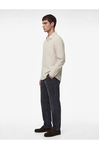 Koton Klasik Yaka Regular Fit Uzun Kollu Pamuklu Çizgili Gömlek Lacivert Çizgili 6sam60097hw 7s2