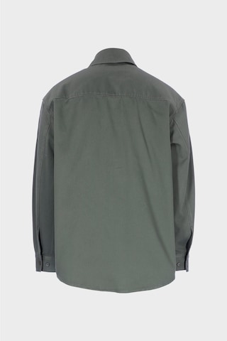 Gri Regular Fit Patı Düğmeli Jean Gömlek C 4553-106 Gri