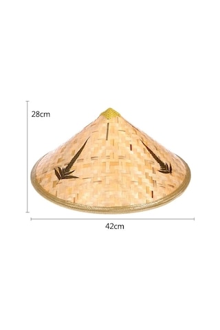 Naturel Renk Cambodia Kamboçyalı Vietnam Şapkası Pvc Hasır +0