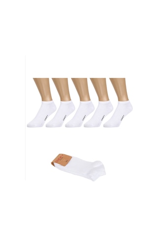 Ozzy Socks 5 Çift Dikişsiz Pamuklu Beyaz Patik Çorap Yazlık Dayanıklı Topuk Ve Burun Beyaz