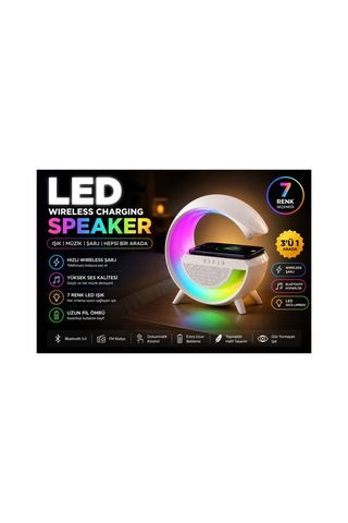 Adenya Sepeti Kablosuz Şarjlı Rgb Gece Lambası Beyaz