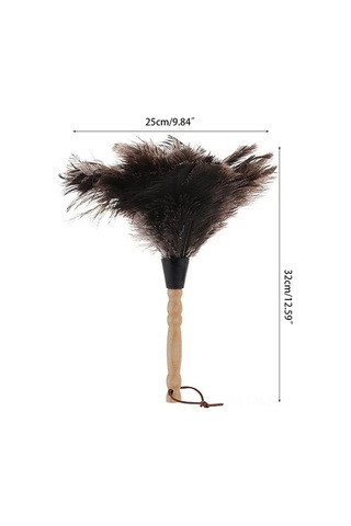 Besthome1 Doğal Devekuşu Tüyü Toz Alma Fırça, Ahşap Saplı Ev Temizlik Aleti