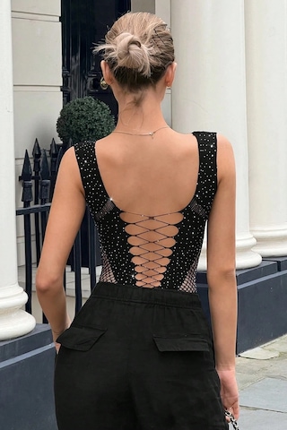 Merry See Body Taşlı Vücut Çorabı Siyah