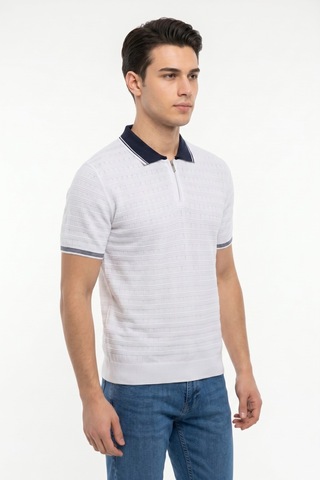 Baglan Erkek Spor Polo Yaka Triko Tişört Bgl-st05372 Beyaz