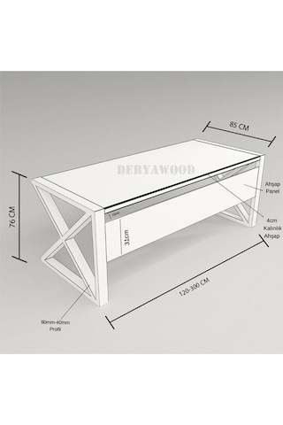 Deryawood Silver Ahşap Bilgisayar Masası 140x85x76 C-ön Ahşap Açık Ceviz