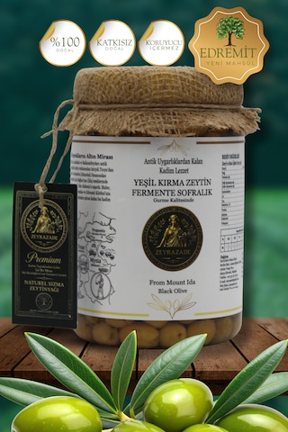 Zeyrazade Yeşil Kırma Sofralık Zeytin Fermente -1 Kg