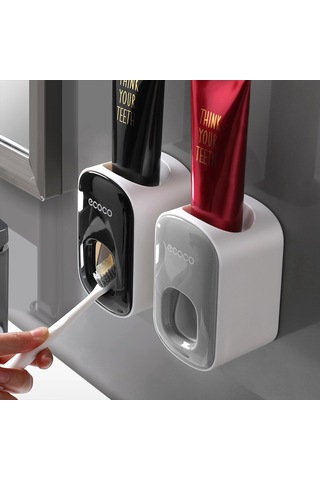 Springsun Otomatik Macun Sıkıcı Duvar Tipi, Delme Yok Kurulum, Ev Bathroom Organizer Seti Siyah-beyaz Diğer