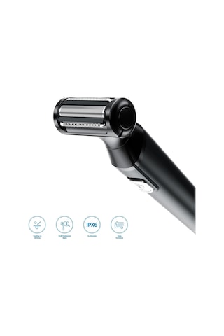 Polosmart Psr103 Erkek Vücut Bakım Cihazı 2 Başlıklı Ipx6 Su Geçirmez Sıfır Tıraş Makinesi Siyah