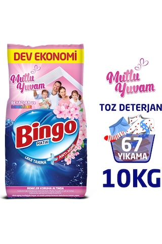Bingo Matik Toz Çamaşır Deterjanı 10KG Beyazlar ve Renkliler 67 Y