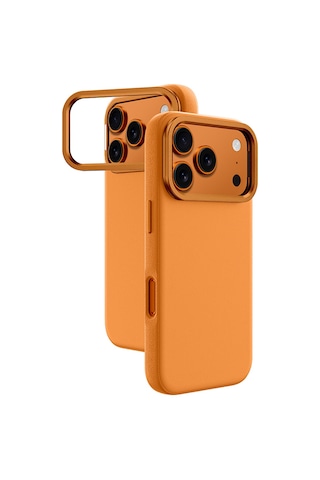 Apple Uyumlu iPhone 17 Pro M-safe Şarj Özellikli Standlı Amazingthing Glamour Mag Serisi Pu Kapak Turuncu Turuncu
