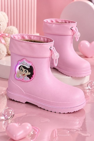 Twingo Çocuk Kışlık Emojili Işıklı Konforlu Yağmur Çizmesi Unisex Pembe
