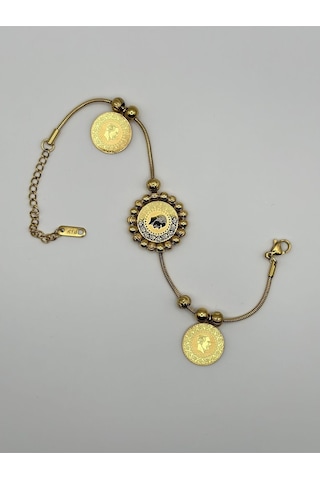 Arnes Jewelry Çelik Dorikalı Üç Çeyrekli Bileklik Ar214nes Gold