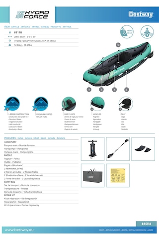 Hydro-force 65118 Ventura Elite X1 Tek Kişilik Kano 2.80m X 86cm
