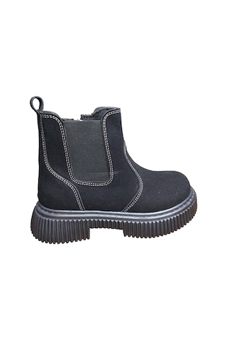 Ortopedikal 1087 Filet Unisex Erkek Ve Kız Çocuk Bot Siyah Süet Yanı Lastikli Ve Fermuarlı Anatomik Siyah