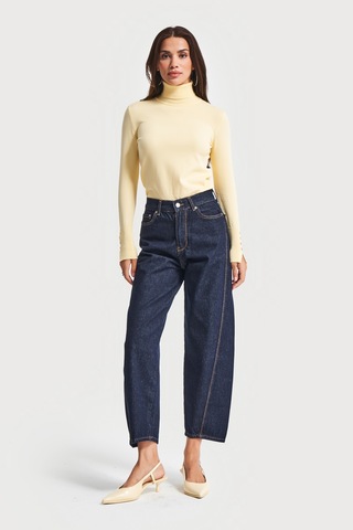 Itsbasic Kadın İndigo Renk 7w5-50 Carrot Fit Rahat Kesim İç Boy 67cm %100 Koton Denim Jean