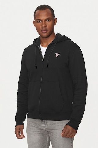 Guess Erkek Gj İnce Fermuar Kapüşonlu Sweatshirt - Siyah Siyah