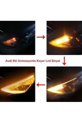 Selamlamalı Açılış Animasyonlu Far Kaşı Beyaz Audi Stil Kayar Led