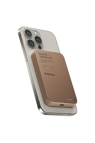 Momax IP117AL2 Q.Mag X1 10000 mAh Manyetik Kablosuz Powerbank Çöl Titanyumu