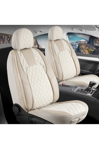 Volkswagen Cc Lüx Yarı Deri Oto Koltuk Kılıfı Ön Arka Takım Chester Bej