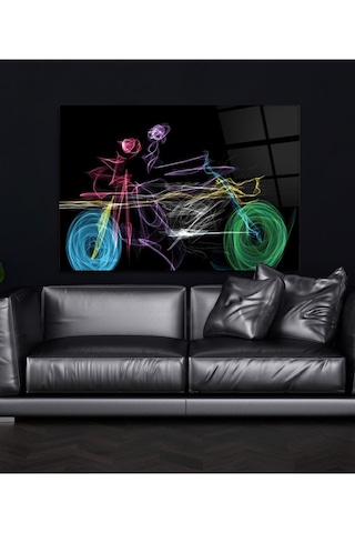 Soyut Bisiklet Cam Tablo