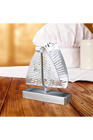 Homyl Peçetelik Tezgah Üstü Mendil Rafı Dikey Metal Kağıt Gümüş