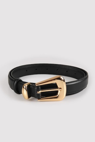 Williampolo Full Grain Deri Gold Toka Siyah Kadın Kemer Siyah
