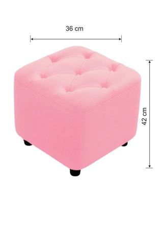 Most Hallow Kapitoneli Kare Puf 11 Pembe Kadife Kumaş Evinize Te