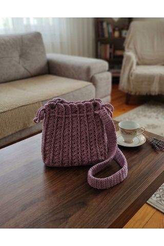 Alpinkutu El Örgüsü Kadın Çanta Pembe Mürdüm