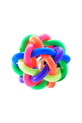 Lemestar Köpekler İçin Çarpıcı Renkli Kauçuk Oyun Topu - Çarpık Desenli Zilli Kumlama Oyuncak