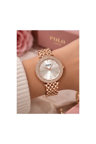 Taşlı Kadın Kol Saati Rose Gold - 573470022 Sarı