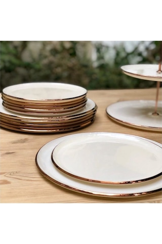 Glore 21 Cm Solid Krem Pasta Tabağı 6 Lı Rose Gold 25025 Krem