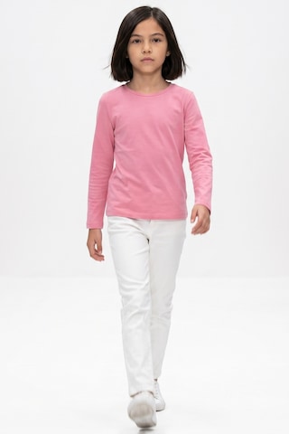 Kiagu Pembe Basic T-shirt- Terletmeyen Esnek Kumaş Pamuklu Mevsimlik Pembe Kız Çocuk Tsort Pembe
