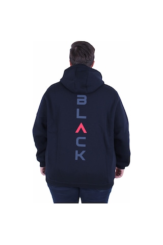 Moc Grande Mocgrande Büyük Beden Kapüşonlu Fermuarlı 3ip Sweat Black 25716 Lacıvert Lacivert
