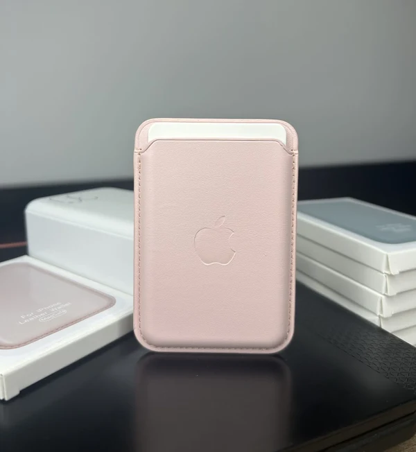 Magsafe Deri Cüzdan Kartlık Tüm Modellerle Uyumlu - Bordo Kum Pembe