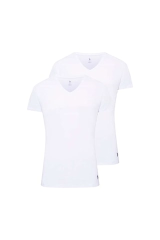 U.S. Polo Assn. U.s Polo Assn. 80194 Erkek 2 Li Kısa Kol V Yaka Atlet-beyaz Beyaz