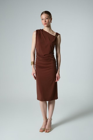 Buly Drape Elbise Kahverengi