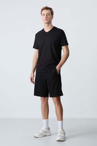 Air Jones Tommy Life Siyah Pamuklu Kalın Yumuşak Dokulu Standart Fit Basic Erkek Şort - 81276 Siyah