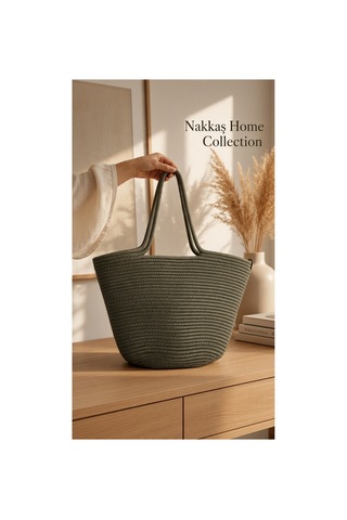 Nakkaş Home Collection Jüt Çanta Kadın Hasır Çanta, Plaj Çantası, Omuz Ve Günlük Kullanım Çantası-haki-45x30 Cm Haki Yeşil